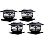 1_Maxsa Banry 7" High Black LED Solar Post Cap Lights Set of 4