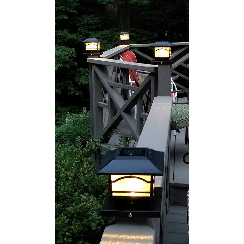 Image 2 Maxsa Banry 7" High Black LED Solar Post Cap Lights Set of 4 more views