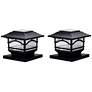 2_Maxsa Black 7" Solar LED Outdoor Post Cap and Deck Lights Set of 2