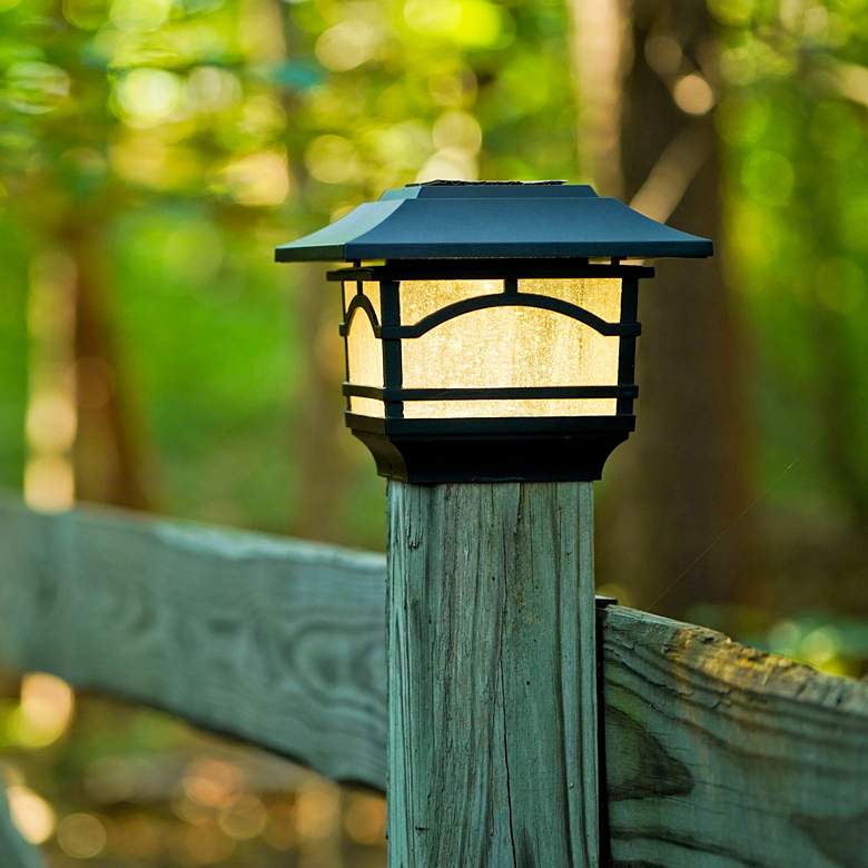 Image 1 Maxsa Black 7" Solar LED Outdoor Post Cap and Deck Lights Set of 2