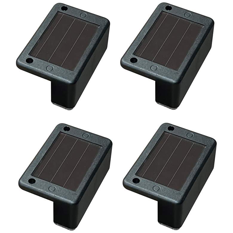 Image 1 Maxsa Brione 2" Black Finish Solar-Powered LED Deck Lights Set of 4