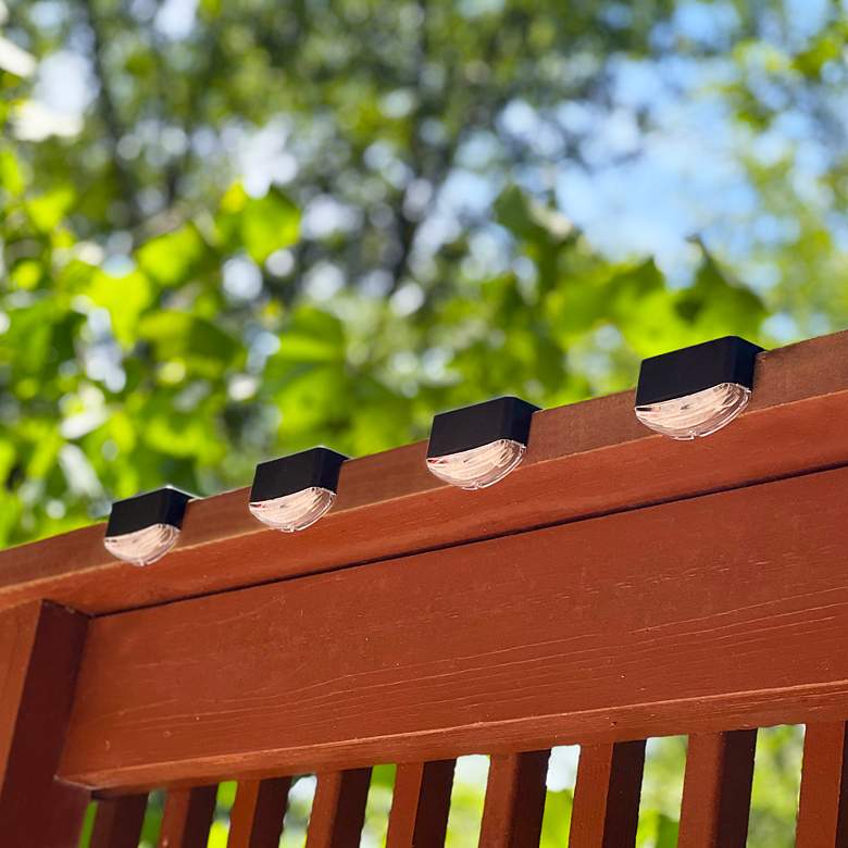 Image 2 Maxsa Brione 2" Black Finish Solar-Powered LED Deck Lights Set of 4 more views