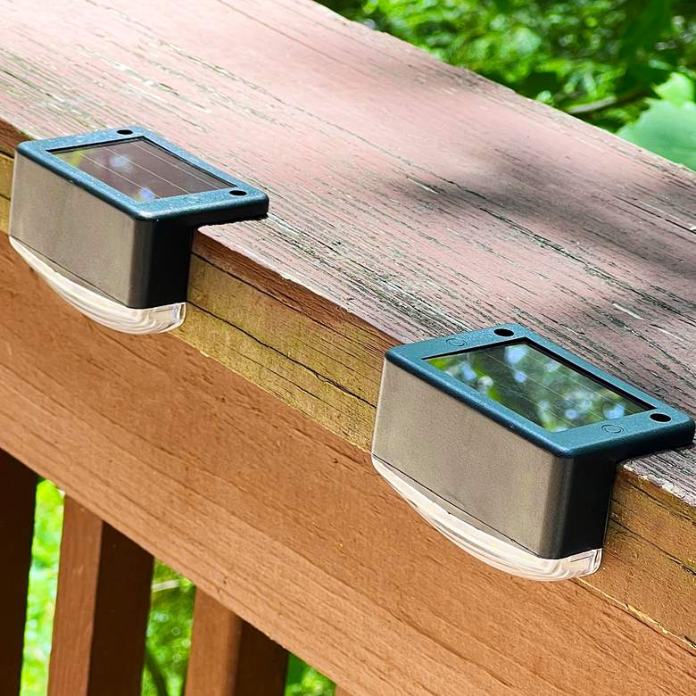 Image 3 Maxsa Brione 2" Black Finish Solar-Powered LED Deck Lights Set of 4 more views