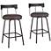 Maxwell 26" Leather and Matte Black Swivel Counter Stools Set of 2
