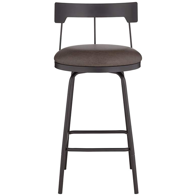 Image 6 Maxwell 26" Leather and Matte Black Swivel Counter Stools Set of 2 more views