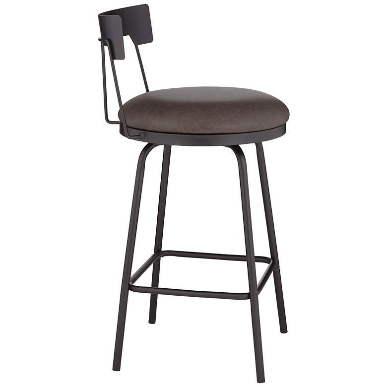 Image 7 Maxwell 26" Leather and Matte Black Swivel Counter Stools Set of 2 more views