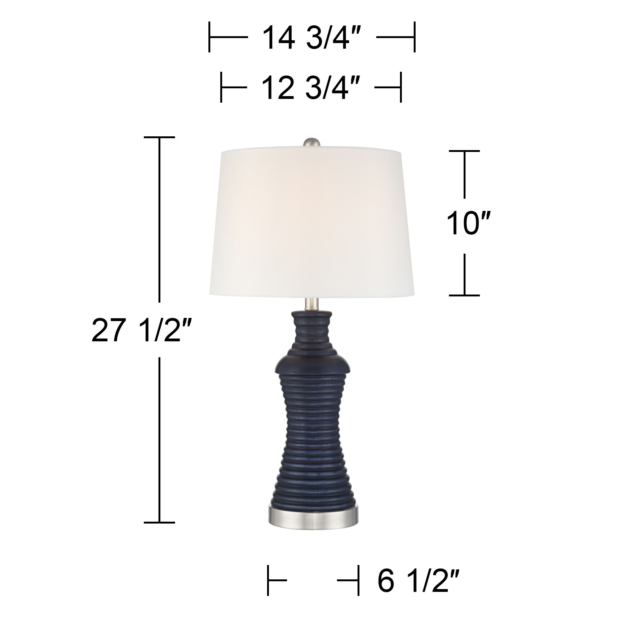 Maxwell 27 1/5"H Blue Rippled Ceramic USB Table Lamp Set with Dimmer