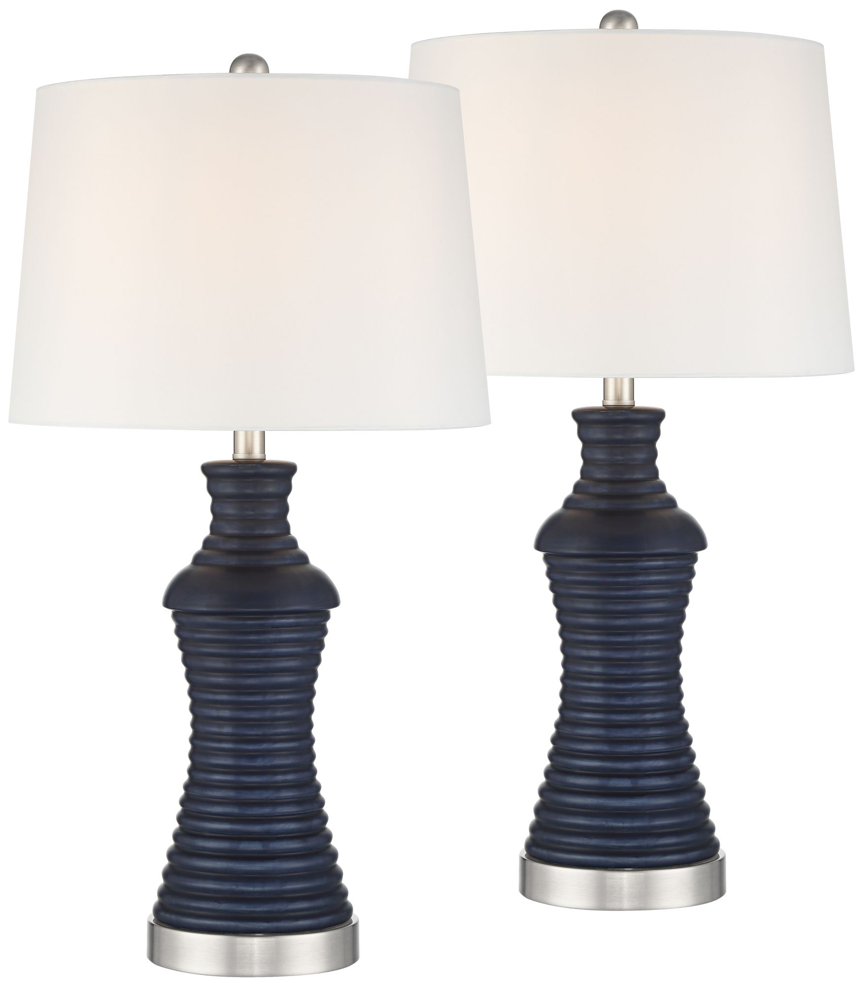 Image 2 Maxwell 27 1/5" High Blue Rippled Ceramic USB Table Lamp Set of 2