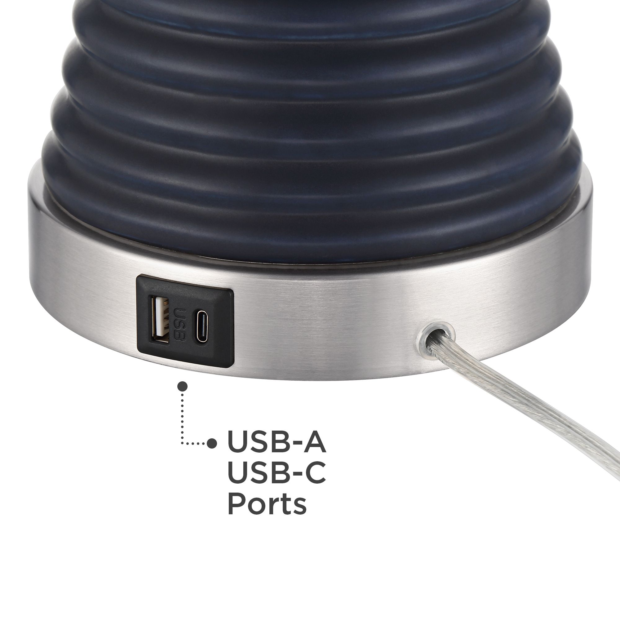 Image 3 Maxwell 27 1/5"H Blue Rippled Ceramic USB Table Lamp Set with Dimmer more views