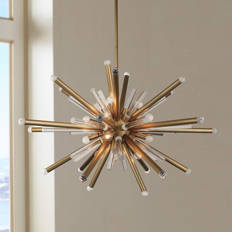 Image 1 Maxwell 38" Wide Burnished Brass 14-Light Pendant