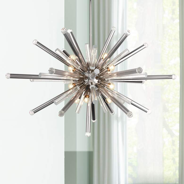 Image 1 Maxwell 38 inch Wide Polished Nickel 14-Light Modern Pendant