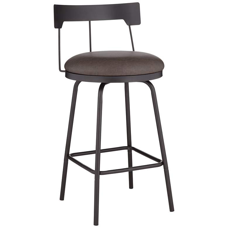 Image 2 Maxwell Matte Black Metal and Leather Swivel Counter Stool