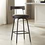 Maxwell Matte Black Metal and Leather Swivel Counter Stool