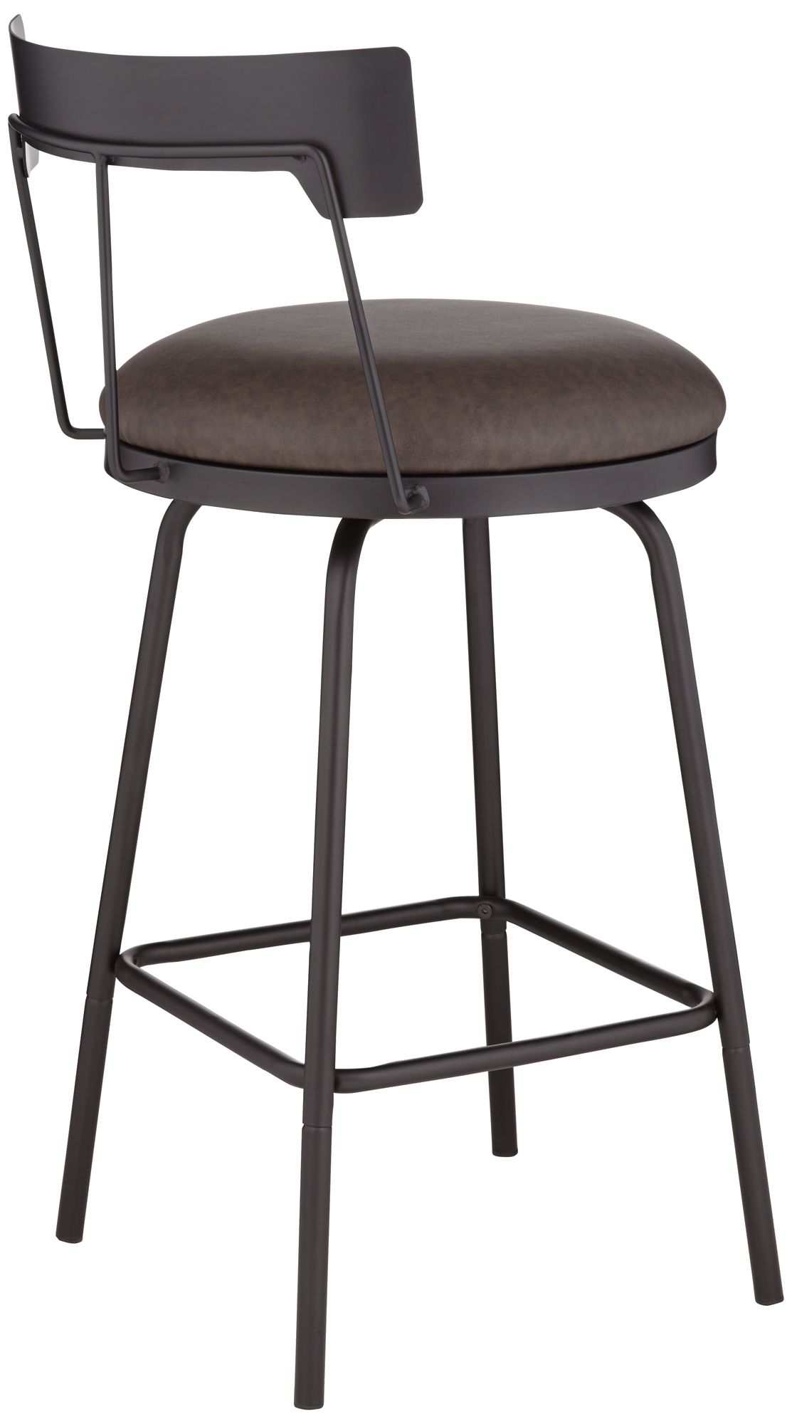 Maxwell Matte Black Metal and Leather Swivel Counter Stool