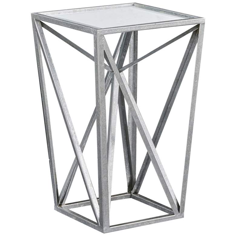 Image 2 Maxx 12 1/4" Wide Silver Leaf Finish Modern Mirrored Accent Table