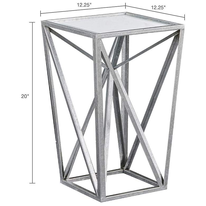Image 4 Maxx 12 1/4" Wide Silver Leaf Finish Modern Mirrored Accent Table more views