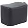 May Black Faux Leather Ottoman with Pull Tab
