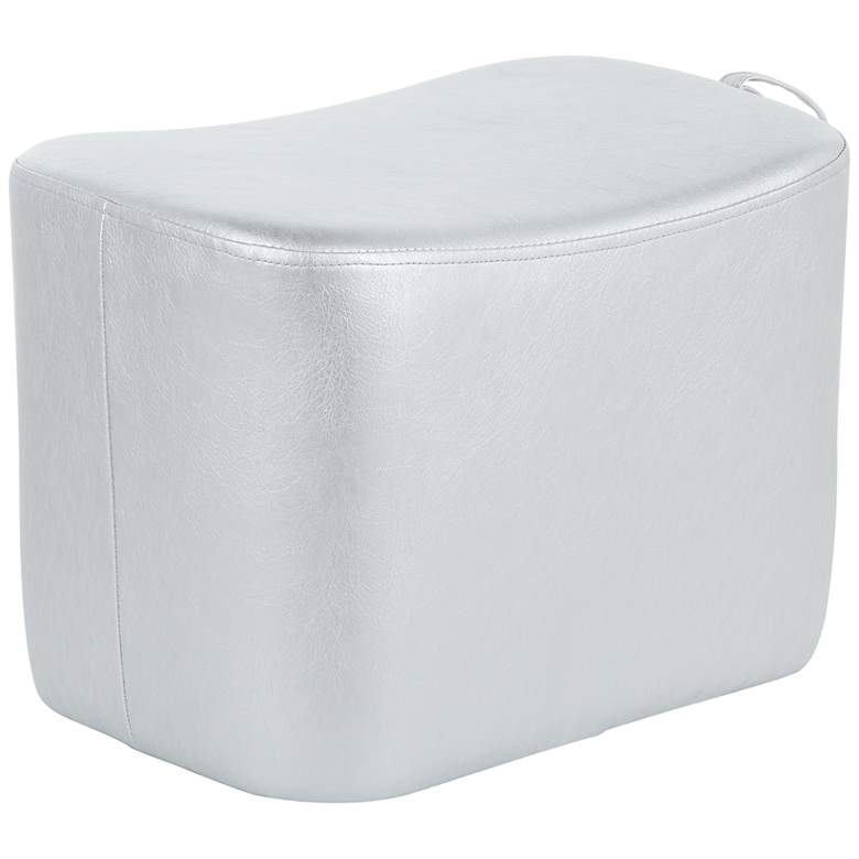 Image 1 May Silver Faux Leather Ottoman with Pull Tab