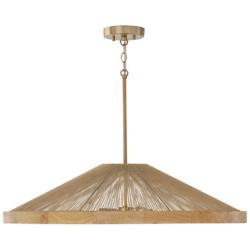 Maya 31" Wide Matte Brass and Natural Rope 4-Light Pendant