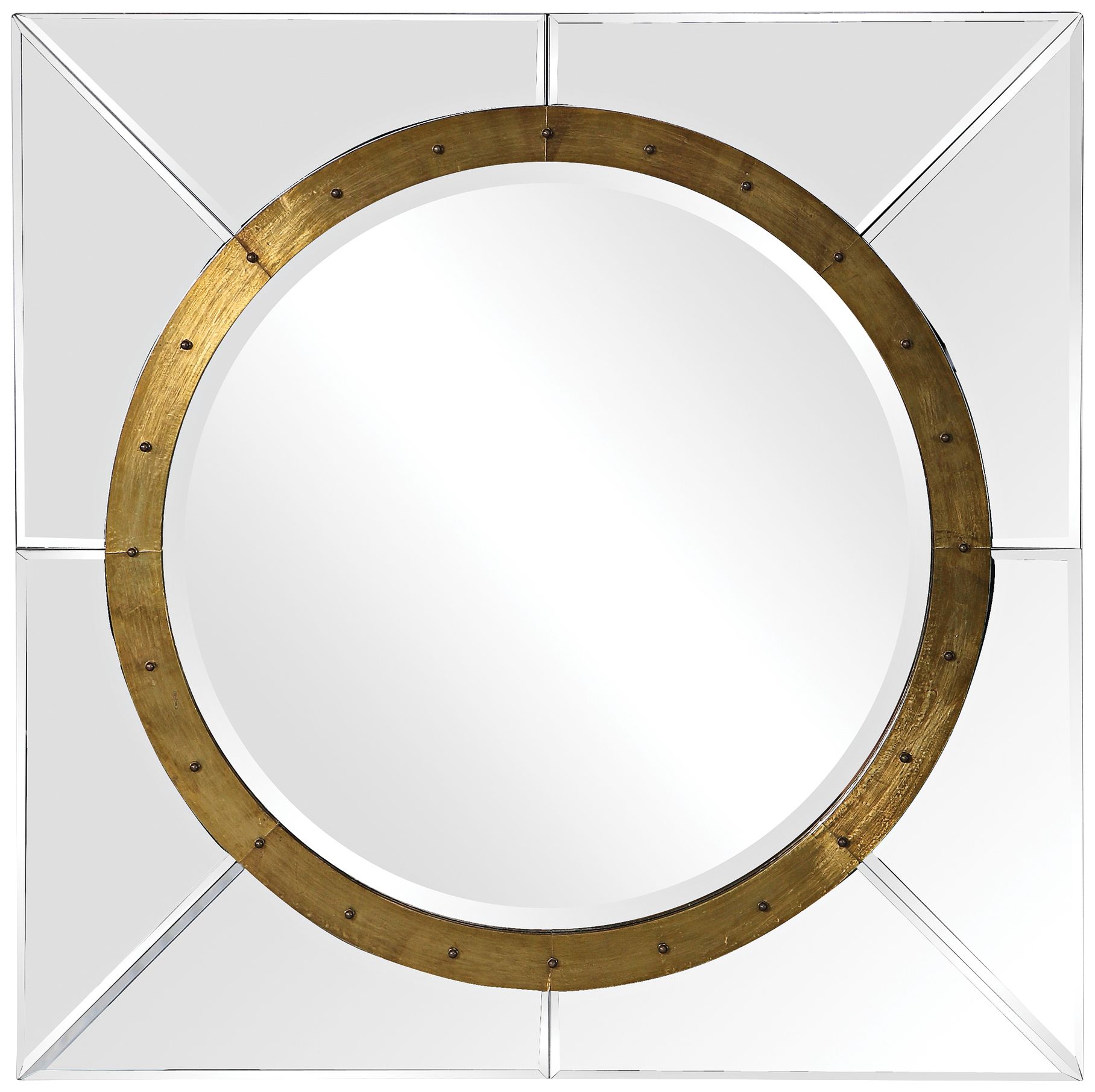 Maya Antiqued Copper 30 3/4" Round Frameless Wall Mirror