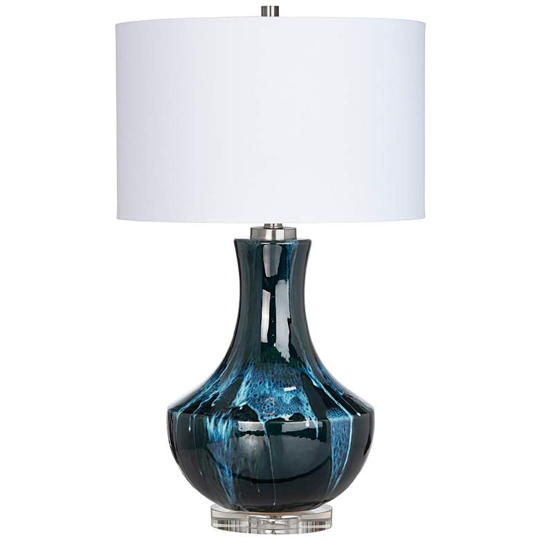 Image 2 Maya Cobalt Reactive Glaze Ceramic Table Lamp