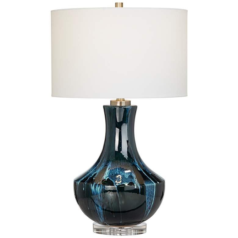 Image 3 Maya Cobalt Reactive Glaze Ceramic Table Lamp more views