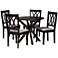 Maya Espresso Brown Wood Gray Fabric 5-Piece Dining Set