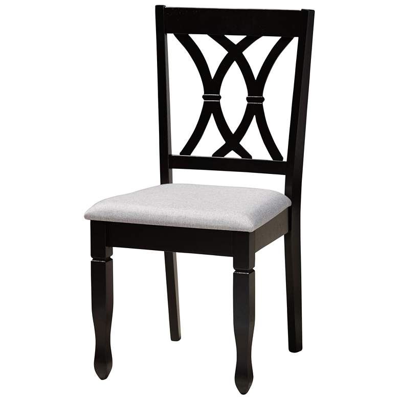 Image 7 Maya Espresso Brown Wood Gray Fabric 5-Piece Dining Set more views