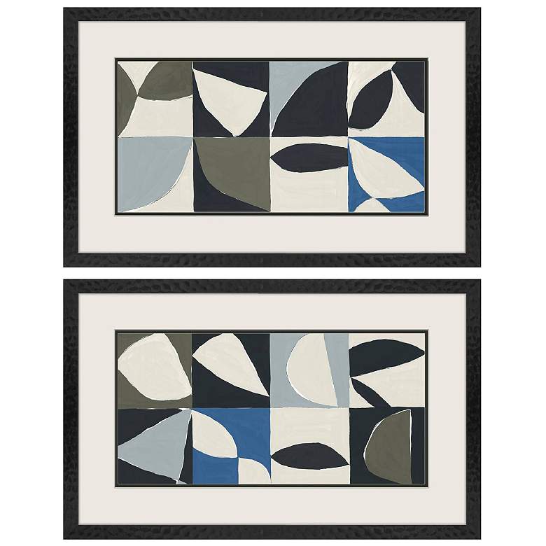 Image 1 Mayan Pattern Blue 32"W x 20"H Framed Art Set of 2