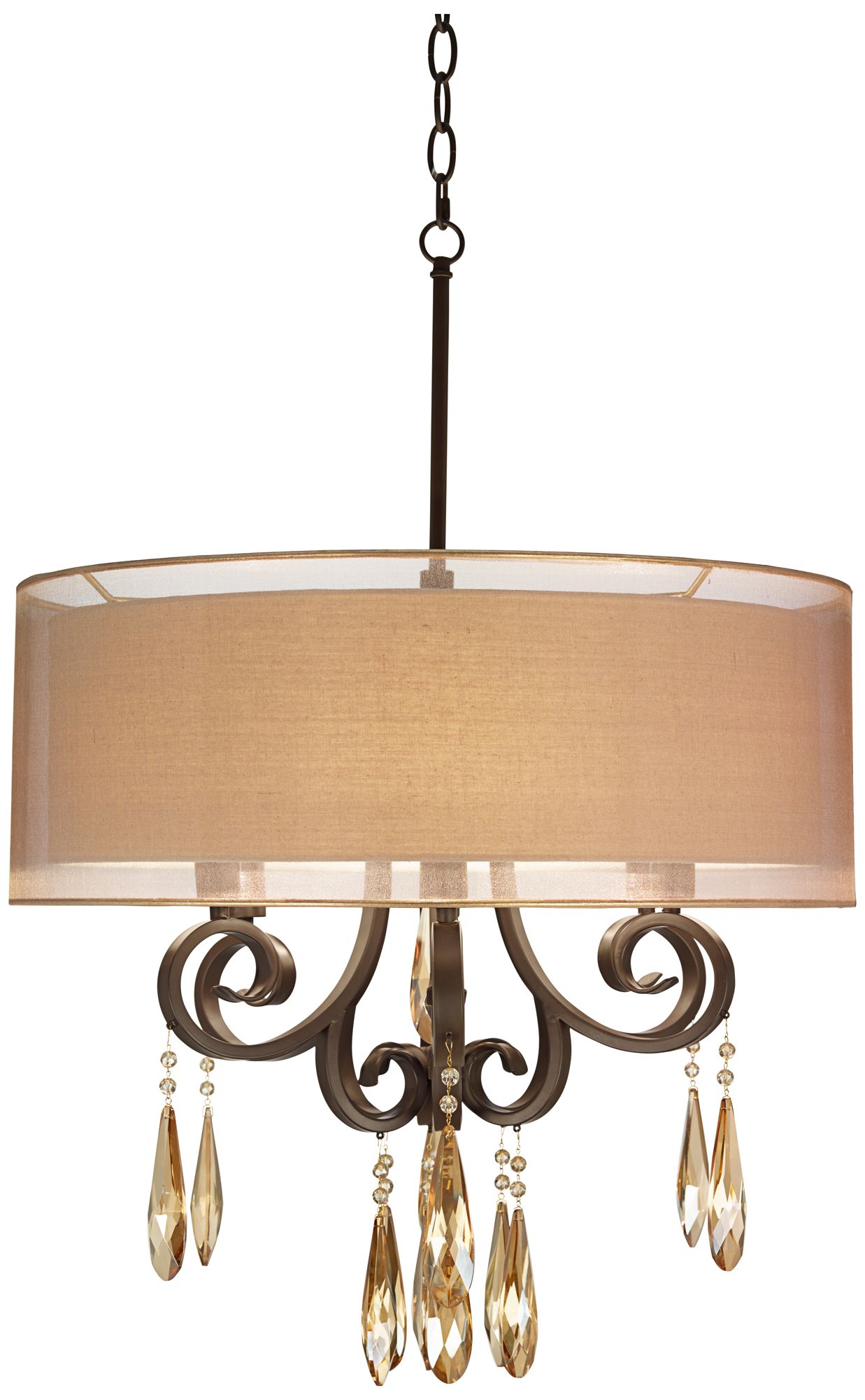 Maybel Double Shade 24" Wide Bronze Pendant Light
