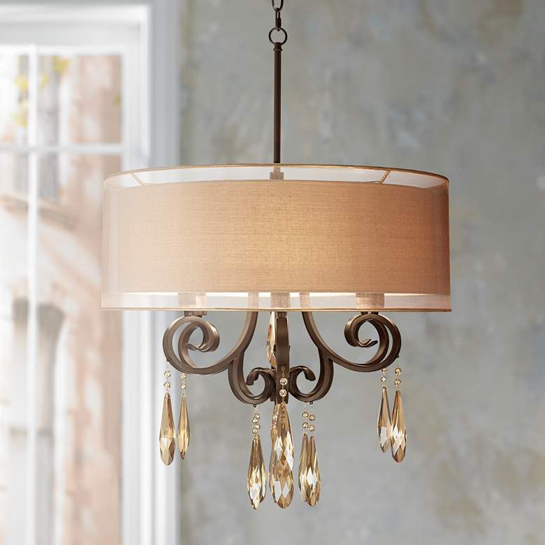 Image 1 Maybel Double Shade 24 inch Wide Bronze Pendant Light