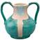 Maye 8"W Aqua Natural Ceramic Two Handled Decorative Vessel