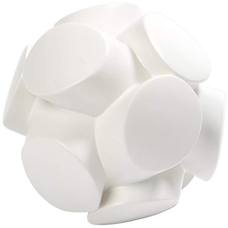 Image 1 Mayet 8" High Matte White Ceramic Orb Sculpture