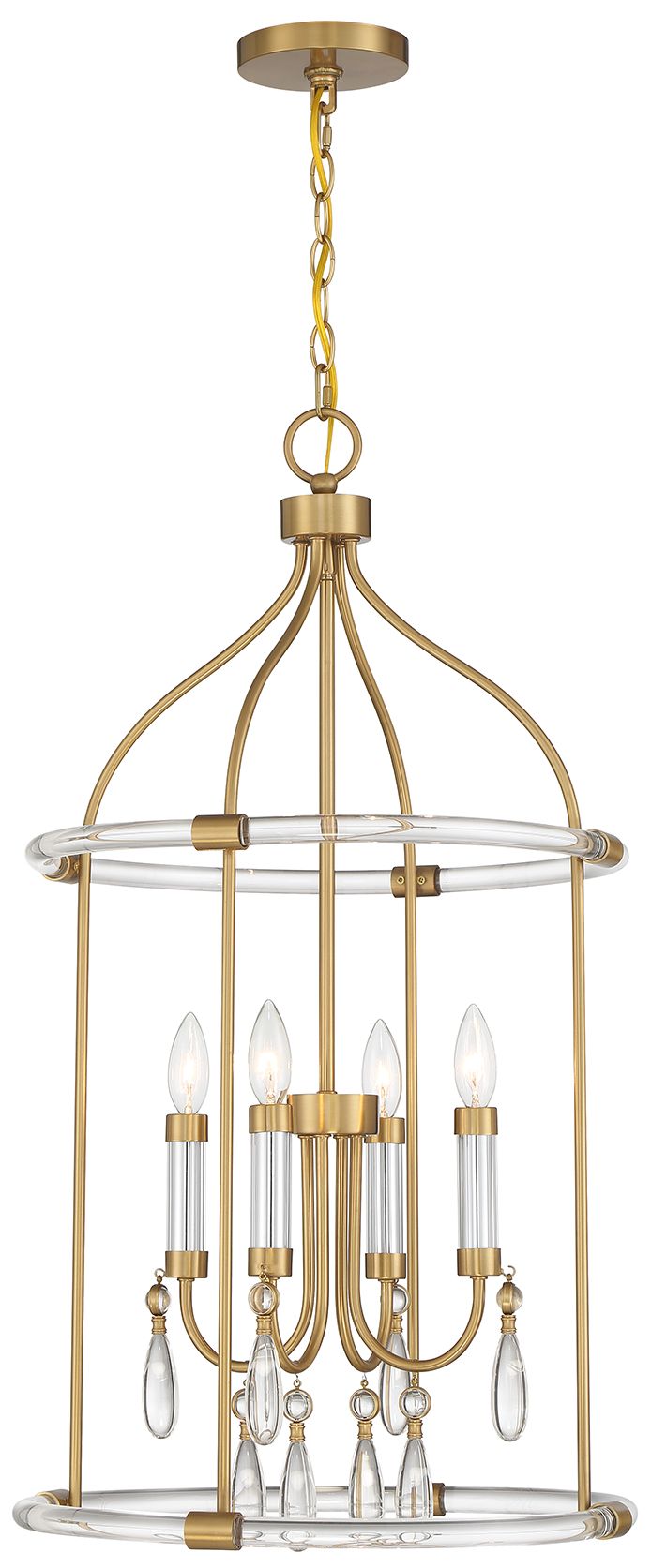 Thumbnail1 of Mayfair 18"W Warm Brass and Chrome 4-Light Lantern Pendant