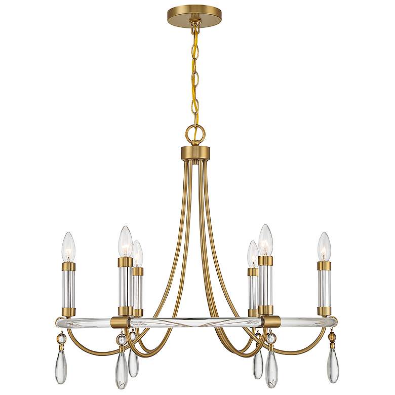 Image 1 Mayfair 25 1/2"W Warm Brass and Chrome 6-Light Chandelier