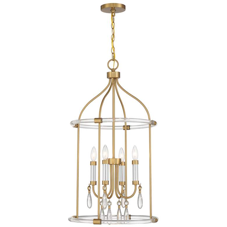Image 1 Mayfair 4-Light Pendant in Warm Brass and Chrome