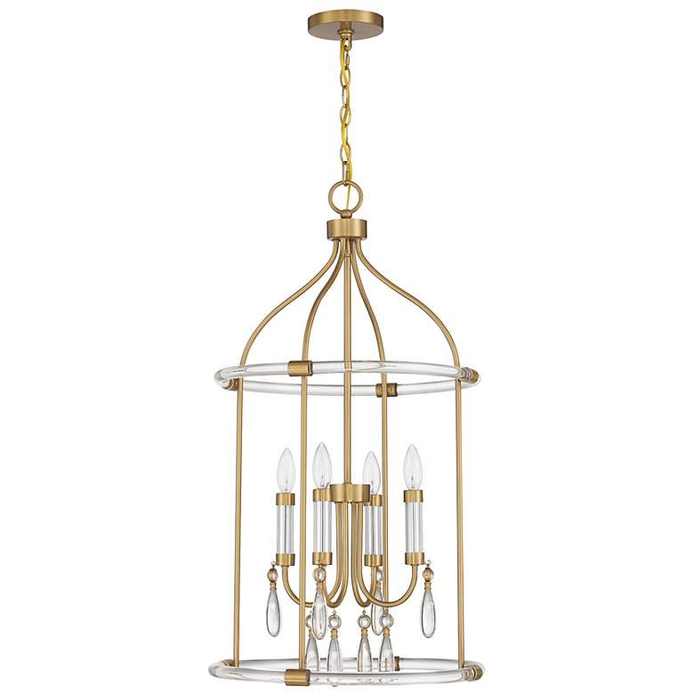 Image 2 Mayfair 4-Light Pendant in Warm Brass and Chrome more views