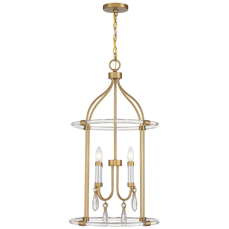 Image 3 Mayfair 4-Light Pendant in Warm Brass and Chrome more views