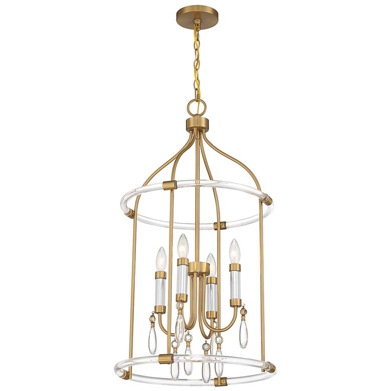 Image 4 Mayfair 4-Light Pendant in Warm Brass and Chrome more views