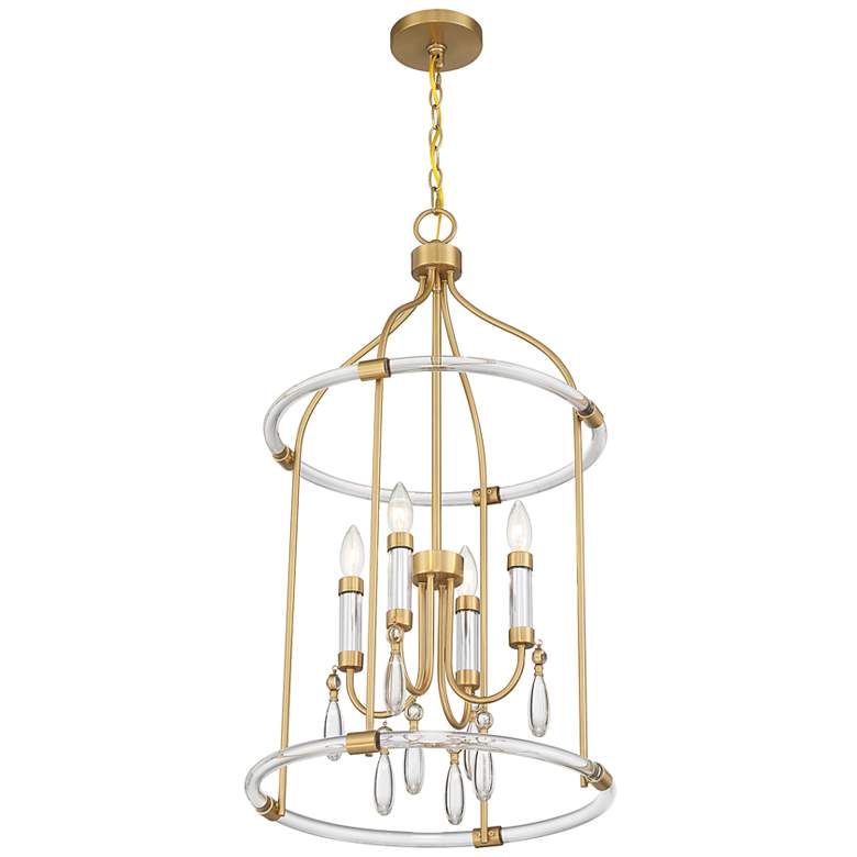 Image 5 Mayfair 4-Light Pendant in Warm Brass and Chrome more views