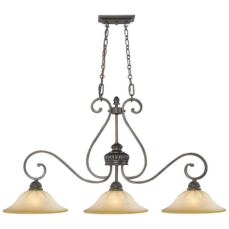 Image 1 Mayfair 41 3/4" Wide Leather Crackle 3-Light Linear Pendant