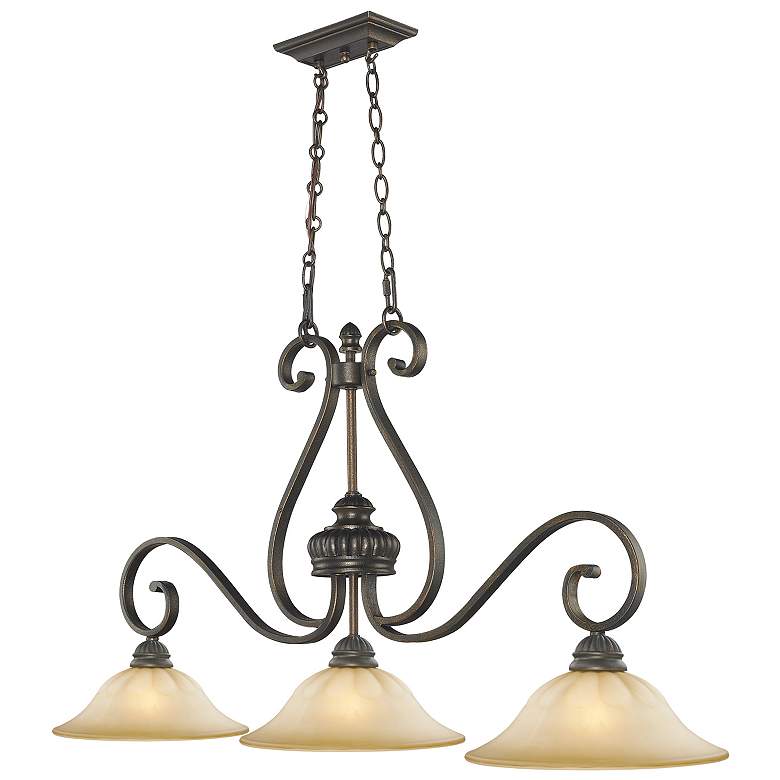 Image 2 Mayfair 41 3/4" Wide Leather Crackle 3-Light Linear Pendant more views