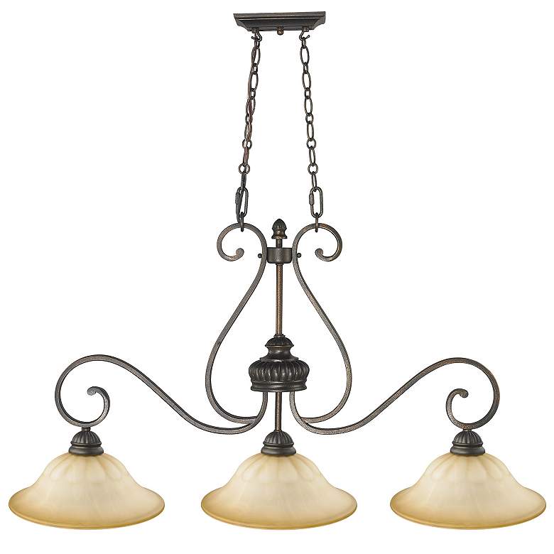 Image 3 Mayfair 41 3/4" Wide Leather Crackle 3-Light Linear Pendant more views