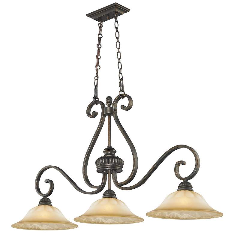 Image 4 Mayfair 41 3/4" Wide Leather Crackle 3-Light Linear Pendant more views