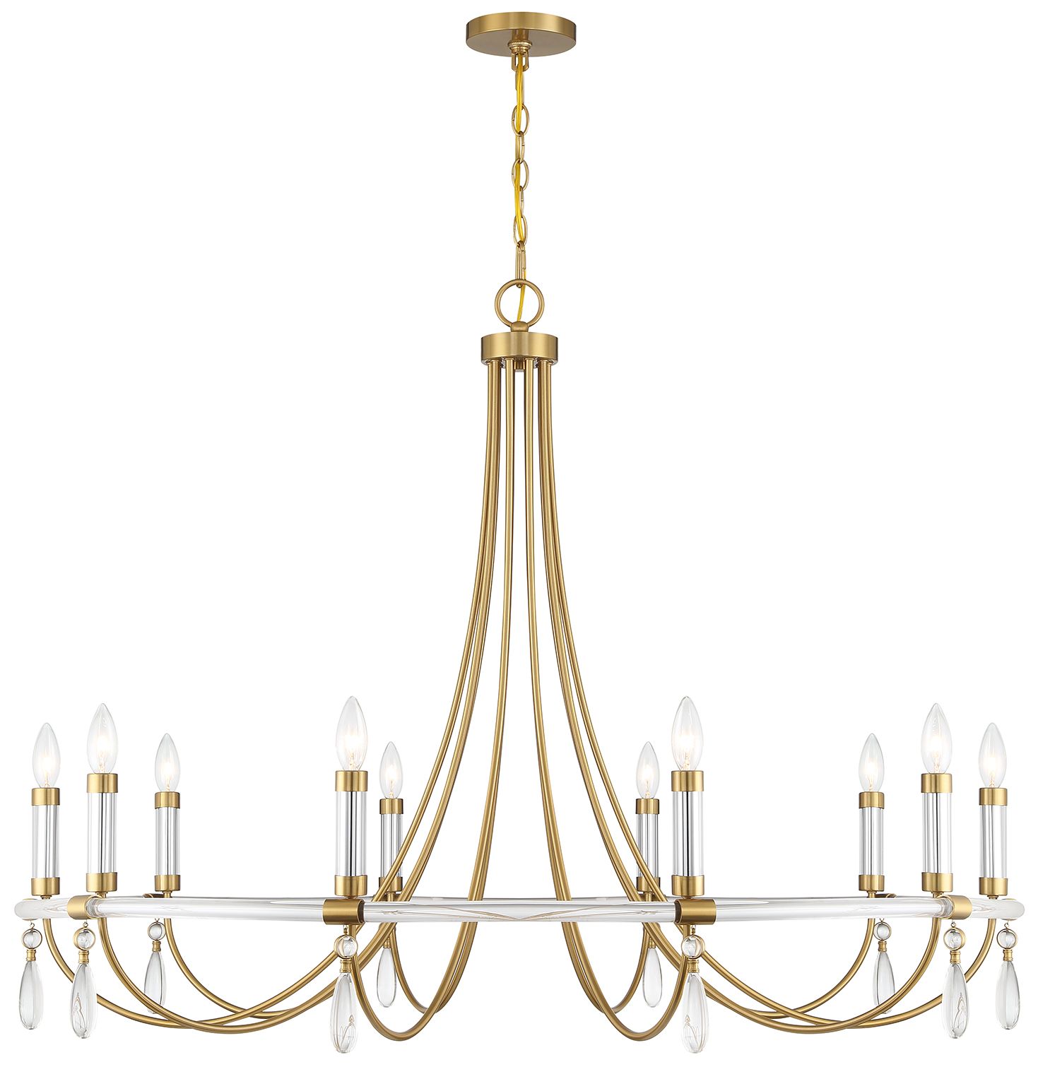 Mayfair 45" Wide Warm Brass and Chrome 10-Light Chandelier