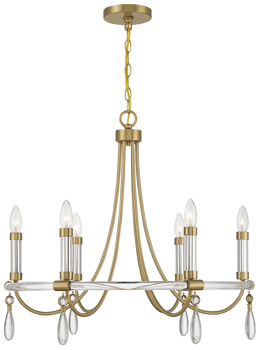 Mayfair 6-Light Chandelier in Warm Brass and Chrome