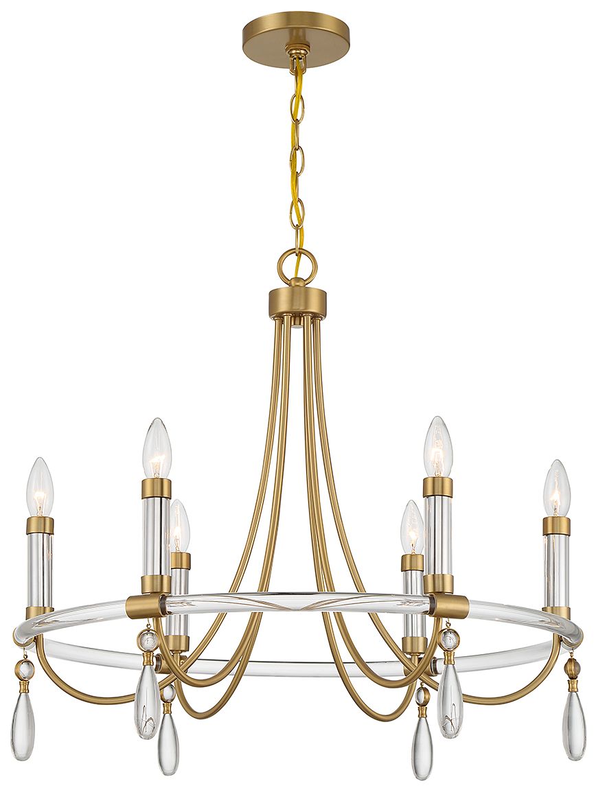 Image 3 Mayfair 6-Light Chandelier in Warm Brass and Chrome more views