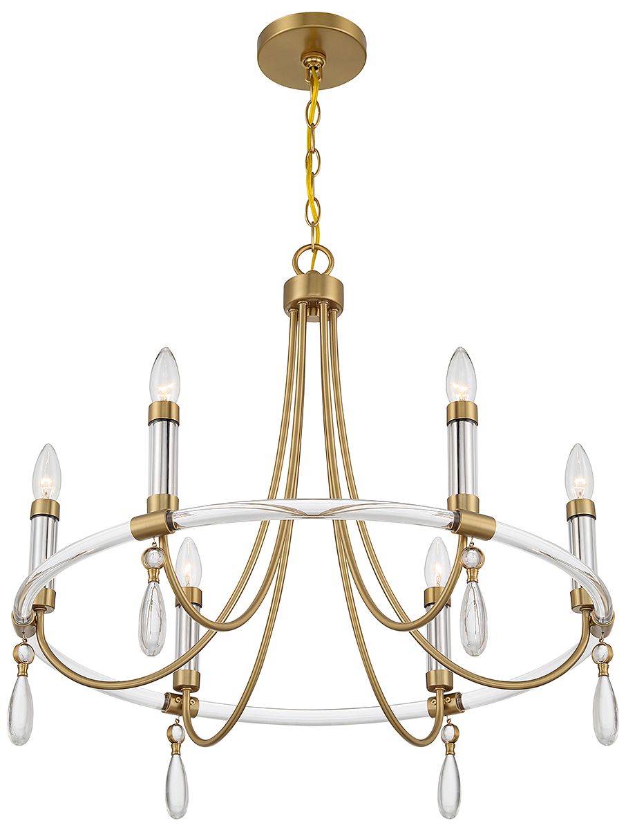Image 4 Mayfair 6-Light Chandelier in Warm Brass and Chrome more views