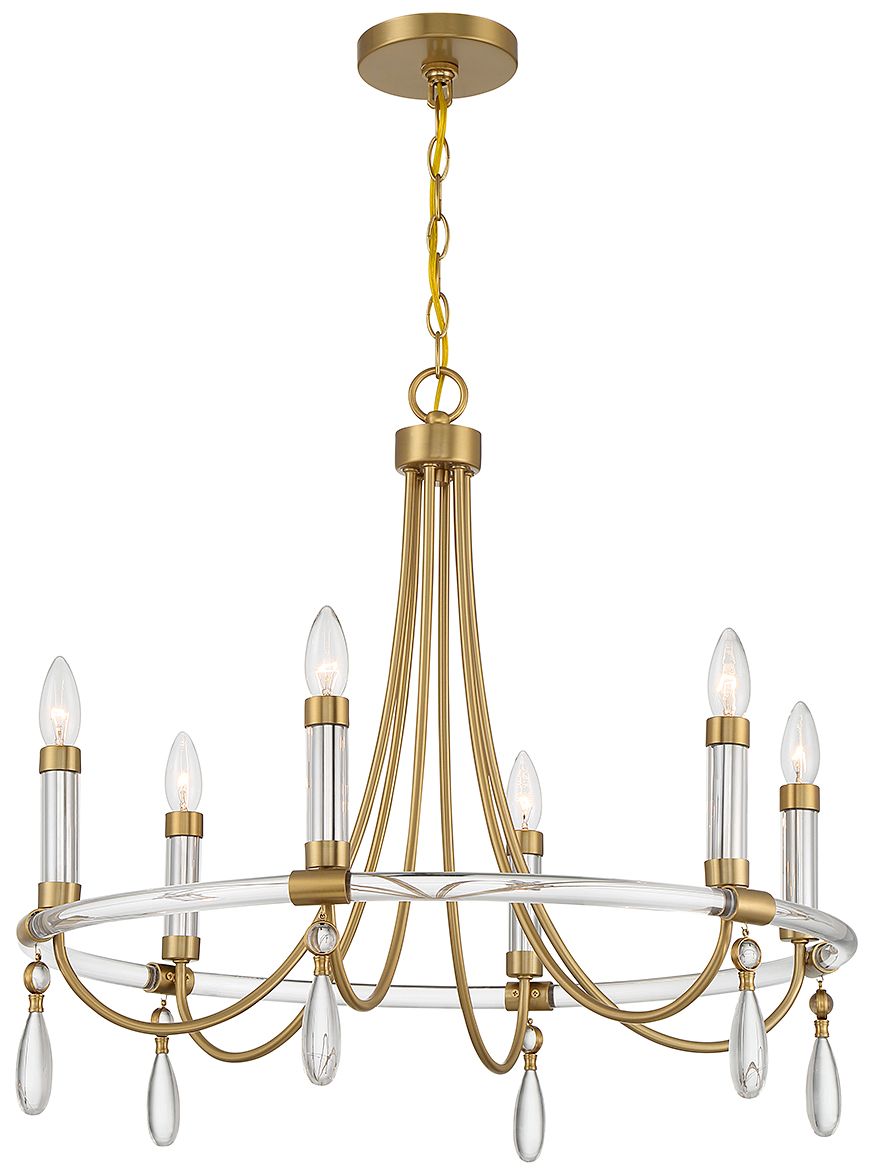 Image 5 Mayfair 6-Light Chandelier in Warm Brass and Chrome more views