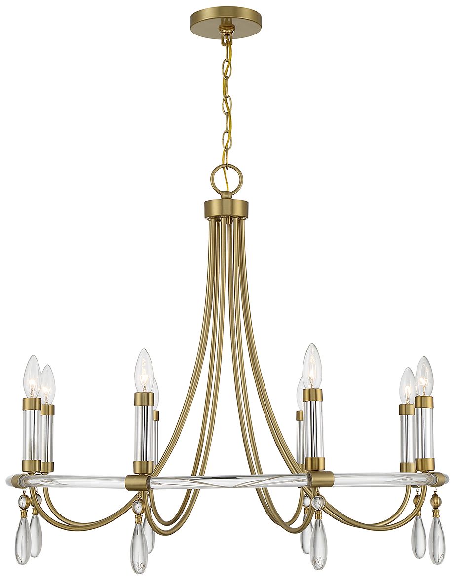 Mayfair 8-Light Chandelier in Warm Brass and Chrome
